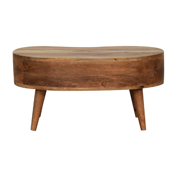 Beige Oak Veneer Solid Mango Wood Whitewashed Grey Mini Console with Nordic Legs & Glossy Knobs