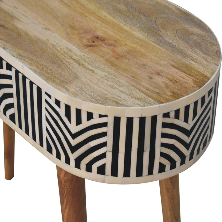 Solid Mango Wood Edessa Console Table with Bone Inlay Detail, 1 Drawer & Turned Legs | Natural Oak Finish | 90 x 35 x 78 cm