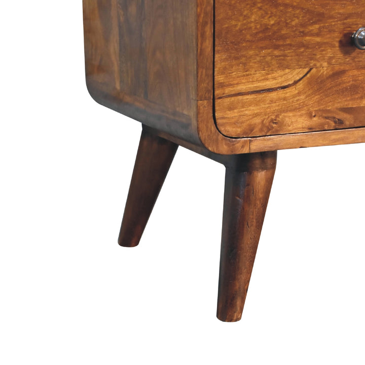 Brown Honeycomb Chestnut Solid Mango Wood Curved 5-Drawer Chest of Drawers