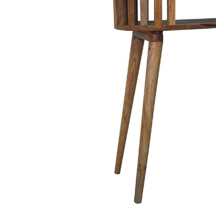 Brown Lacquered Solid Mango Wood Ariella Console with 2 Small Drawers & Scandinavian Legs