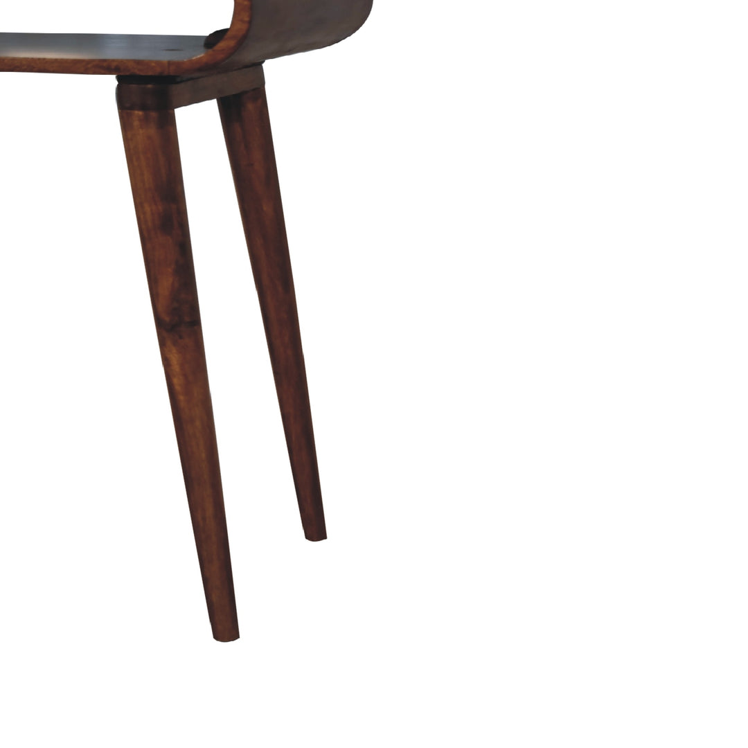 Solid Mango Wood Amaya Nordic Console Table with Open Shelf & Tapered Legs | Dark Chestnut Finish | 90 x 35 x 80 cm