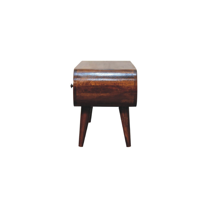 Chocolate Brown Lacquered Classic Grey Solid Mango Wood TV Stand with 3 Drawers & Splayed Legs