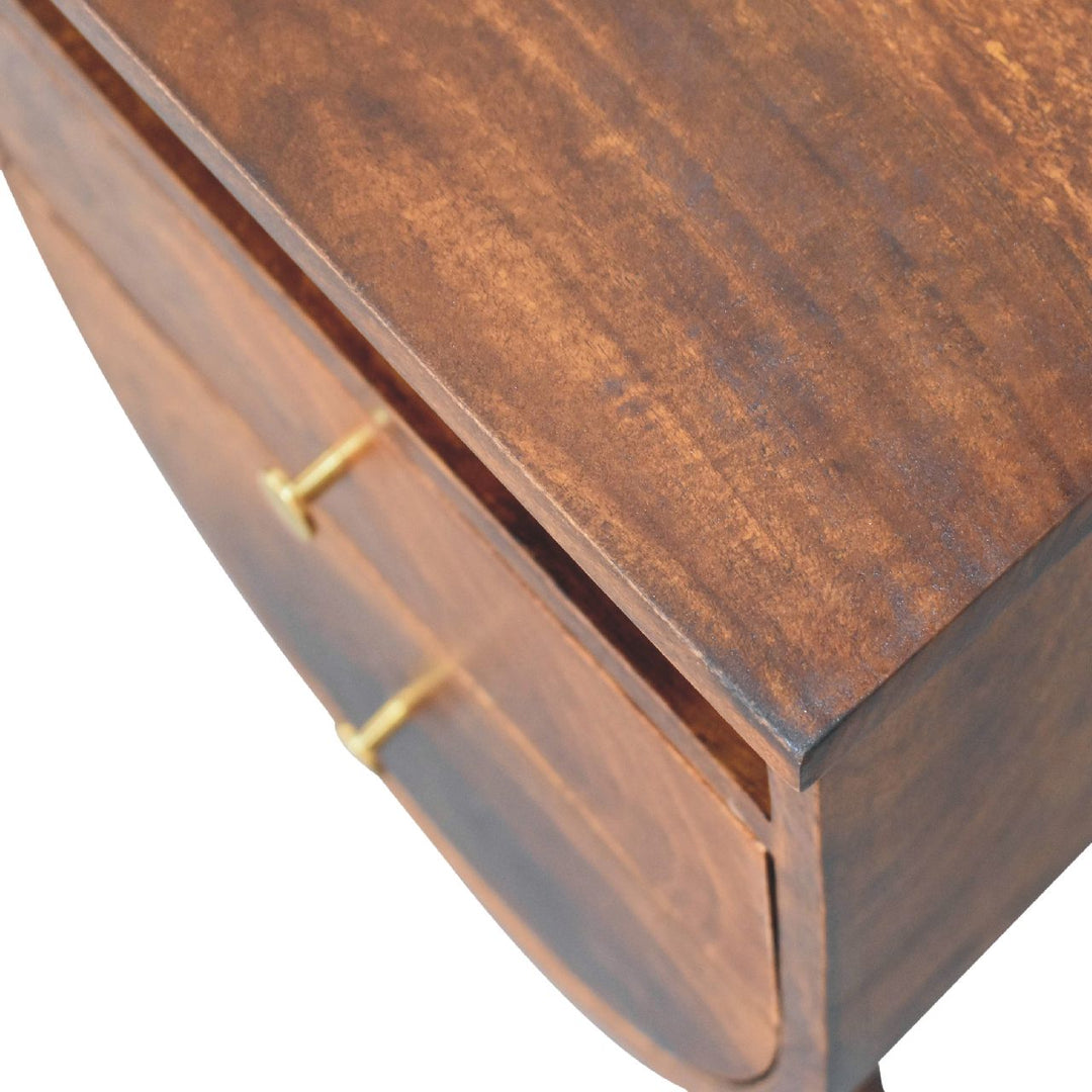 Mid-Century Modern Walnut Half-Moon Storage Nightstand