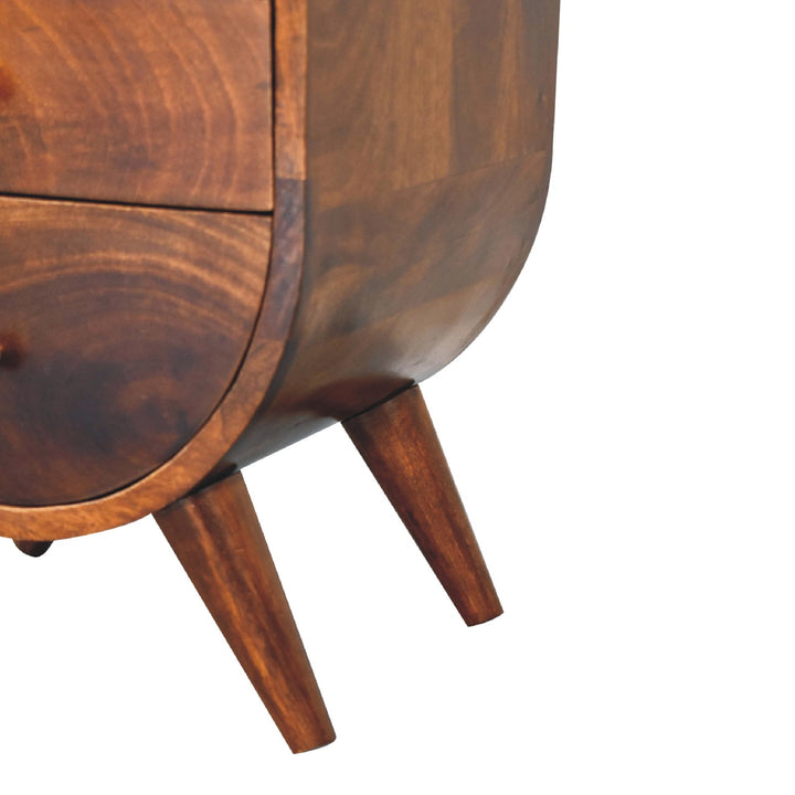Mid-Century Modern Walnut Half-Moon Storage Nightstand