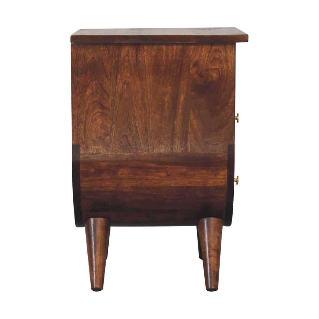 Mid-Century Modern Walnut Half-Moon Storage Nightstand