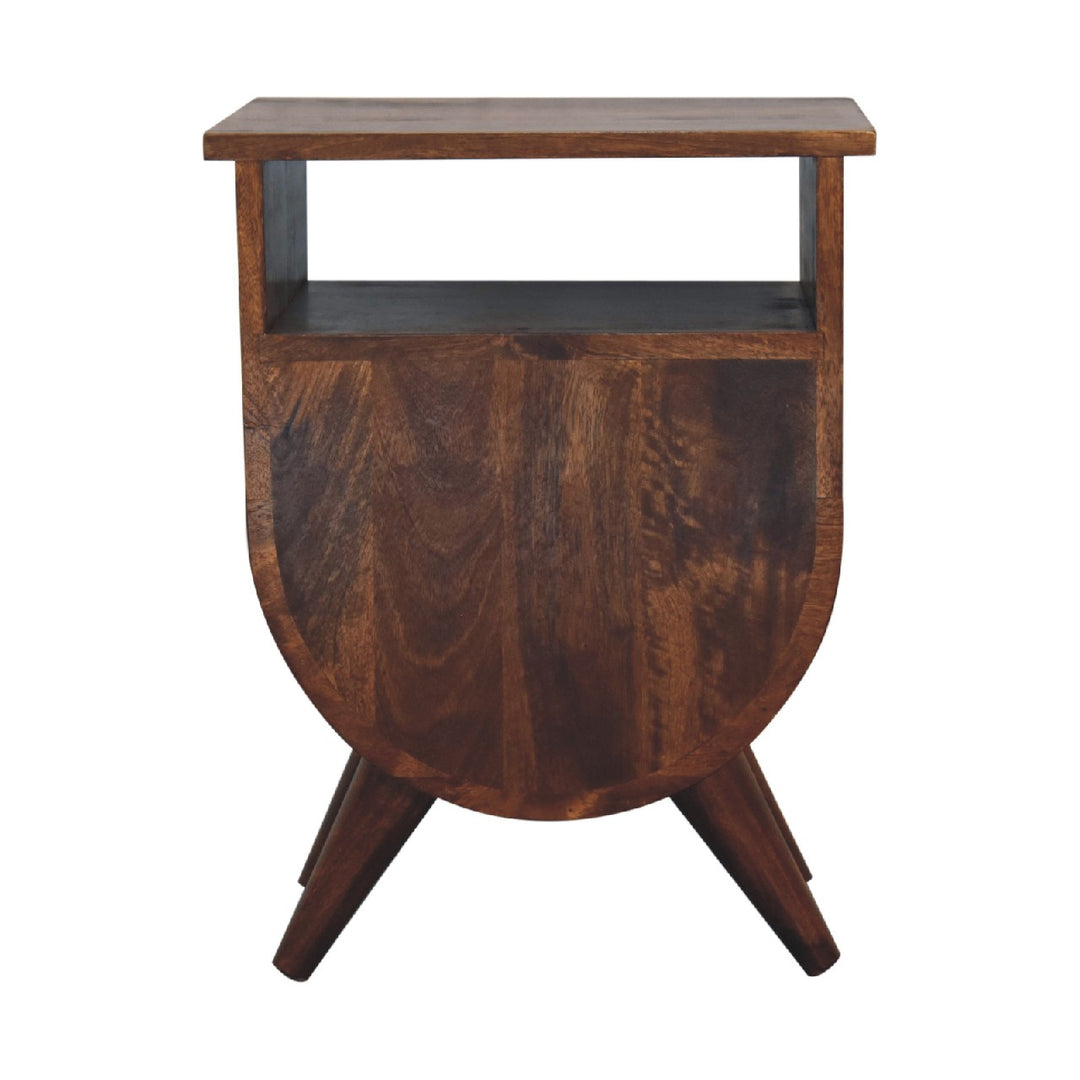 Mid-Century Modern Walnut Half-Moon Storage Nightstand