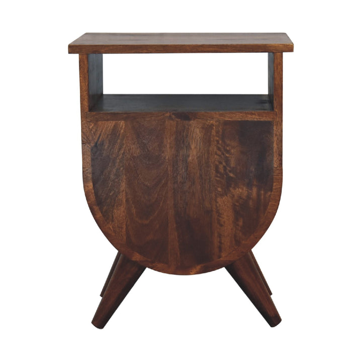 Mid-Century Modern Walnut Half-Moon Storage Nightstand