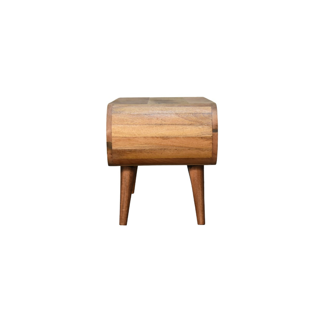 Beige Oak Veneer Solid Mango Wood Amaya Nordic Coffee Table with Open Compartment