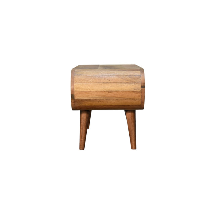 Beige Oak Veneer Solid Mango Wood Amaya Nordic Coffee Table with Open Compartment