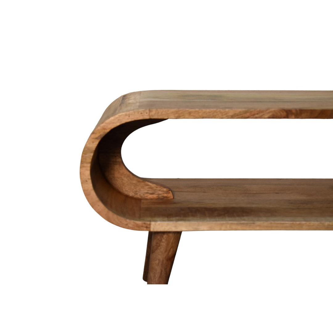 Beige Oak Veneer Solid Mango Wood Amaya Nordic Coffee Table with Open Compartment