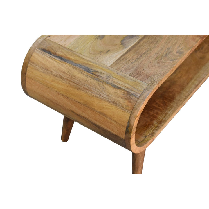 Beige Oak Veneer Solid Mango Wood Amaya Nordic Coffee Table with Open Compartment