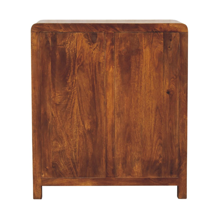 Brown Lacquered Chestnut Solid Mango Wood Aspen Chest of Drawers with Rounded Edges