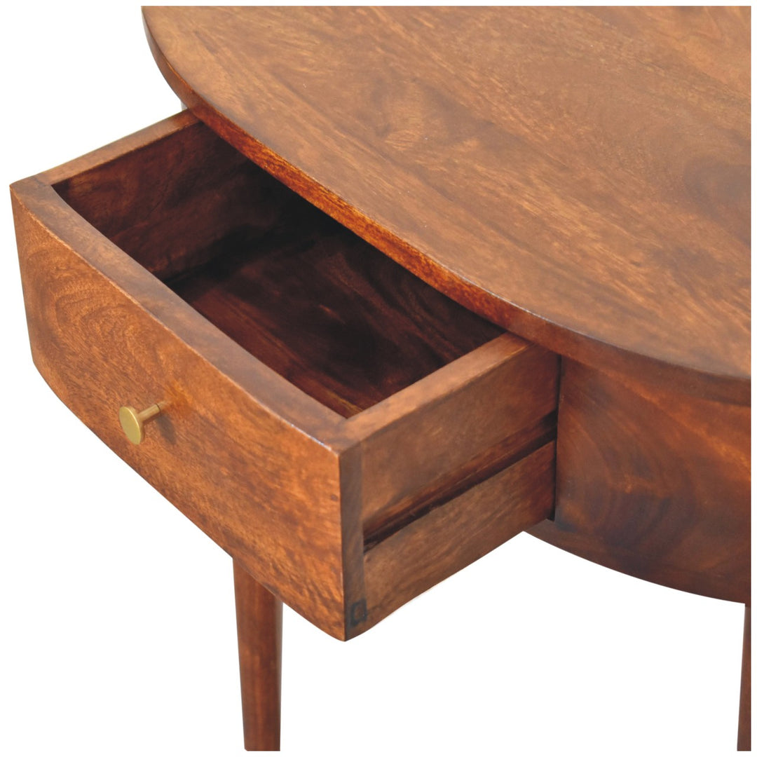 Brown Lacquered Light Oak Solid Mango Wood Amber Wavefront Cabinet with Bone-Inlaid Doors