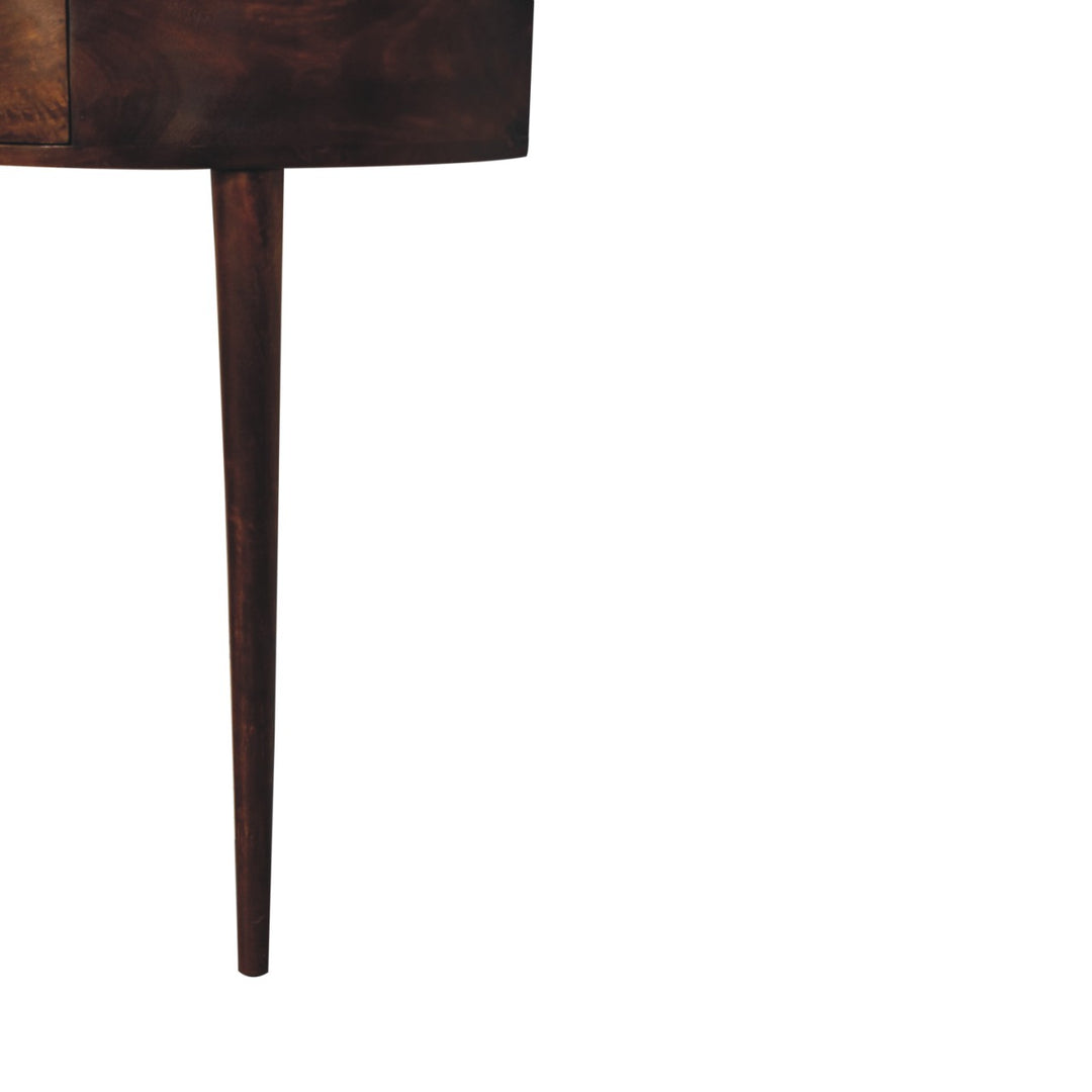 Brown Lacquered Light Oak Solid Mango Wood Amber Wavefront Cabinet with Bone-Inlaid Doors