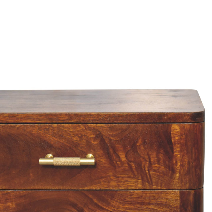 Mid-Century Modern Walnut 2-Drawer Nightstand with Brass Handles