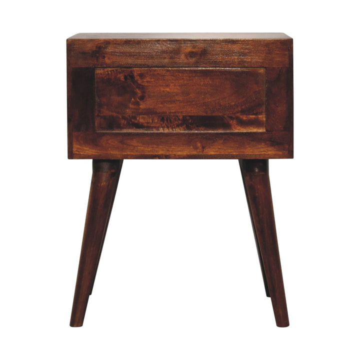 Mid-Century Modern Walnut 2-Drawer Nightstand with Brass Handles