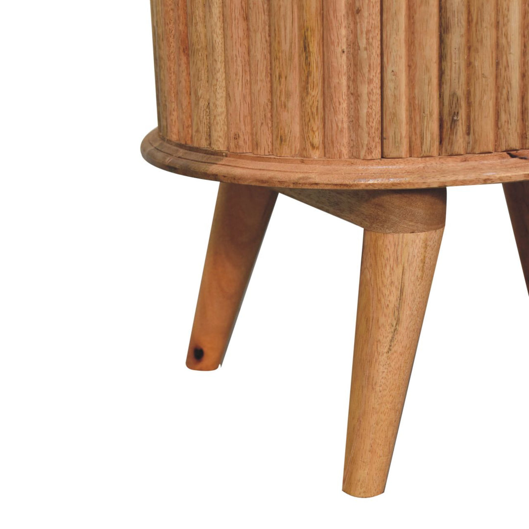 Brown Oak Veneer Solid Mango Wood Soba Nordic Bedside Table with 2 Drawers & Chestnut Finish
