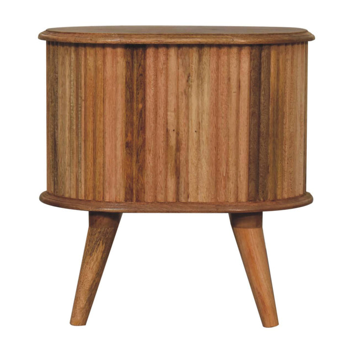 Brown Oak Veneer Solid Mango Wood Soba Nordic Bedside Table with 2 Drawers & Chestnut Finish