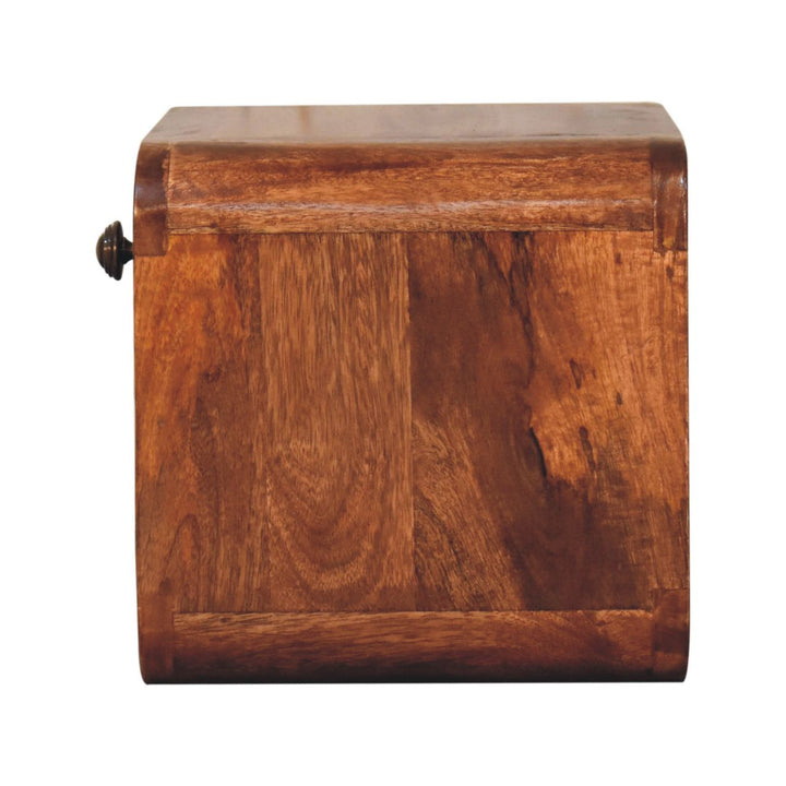 Brown Lacquered Honey Caramel Solid Mango Wood Mini Wall-Mounted Bedside with Open Compartment