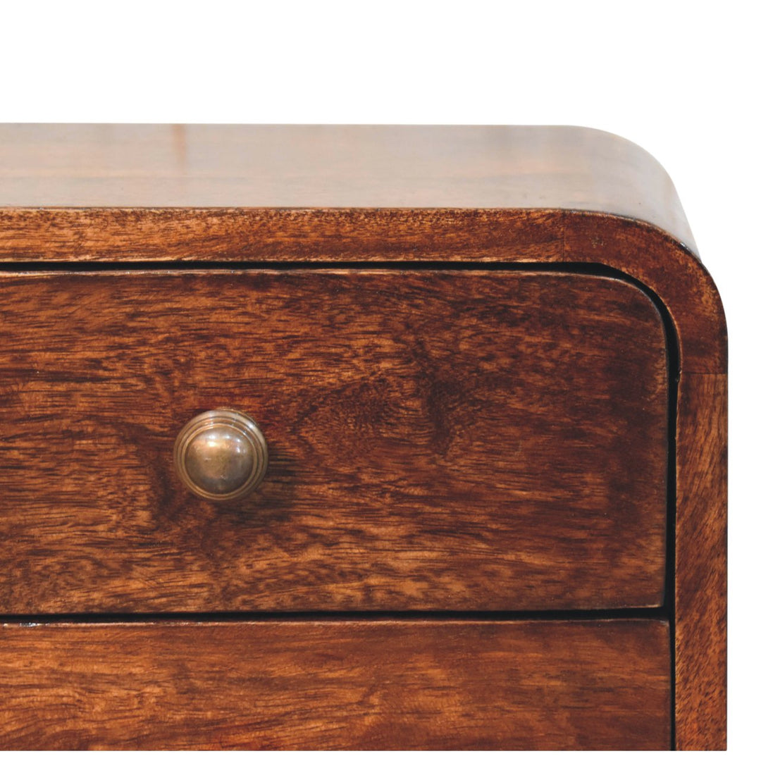 Brown Lacquered California Walnut Solid Wood Mini Wall-Mounted Bedside Table 2 Drawers