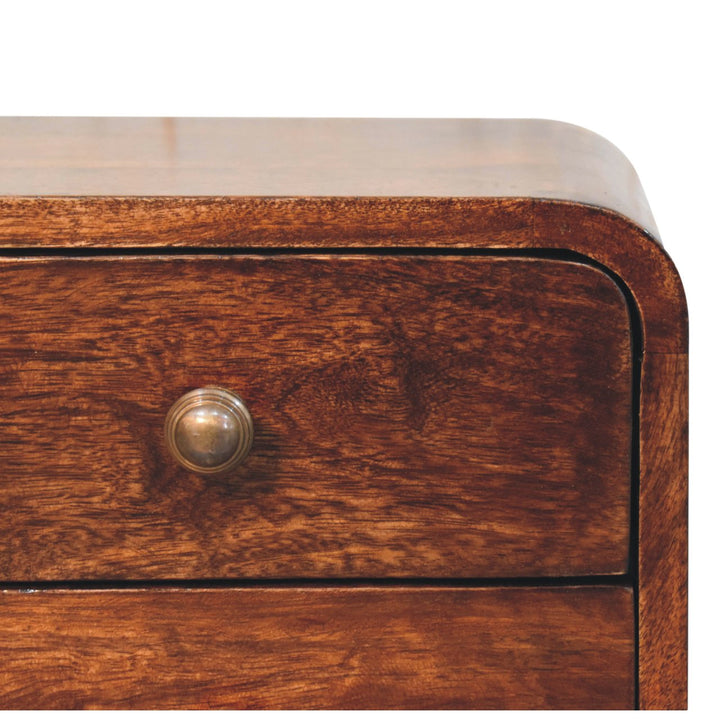 Brown Lacquered California Walnut Solid Wood Mini Wall-Mounted Bedside Table 2 Drawers