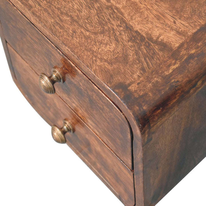 Brown Lacquered California Walnut Solid Wood Mini Wall-Mounted Bedside Table 2 Drawers