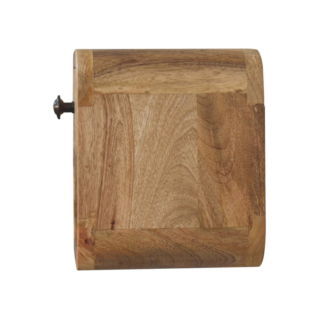 Solid Mango Wood Extra Mini Curved Bedside Table with 1 Drawer & Open Shelf | Oak Veneer Finish | 20 x 17 x 20 cm