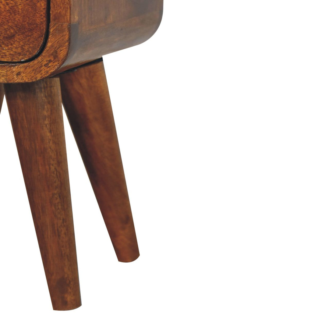 Brown Lacquered Chestnut Solid Mango Wood Extra Mini Wall-Mounted Bedside with Compact Drawer