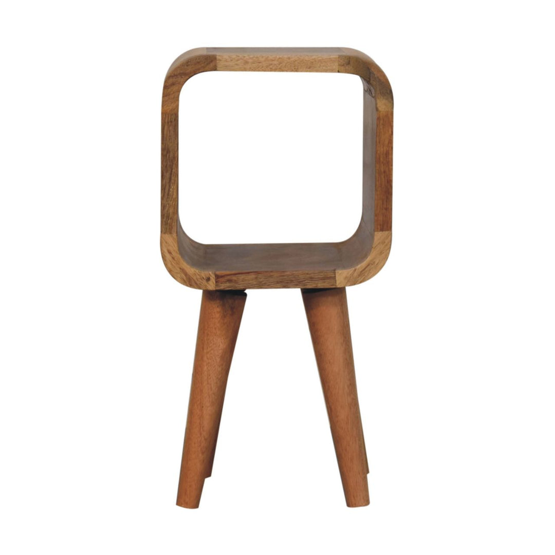 Beige Lacquered Chestnut Gold Solid Mango Wood Extra Mini Bedside with Brass Drawer & Nordic Legs