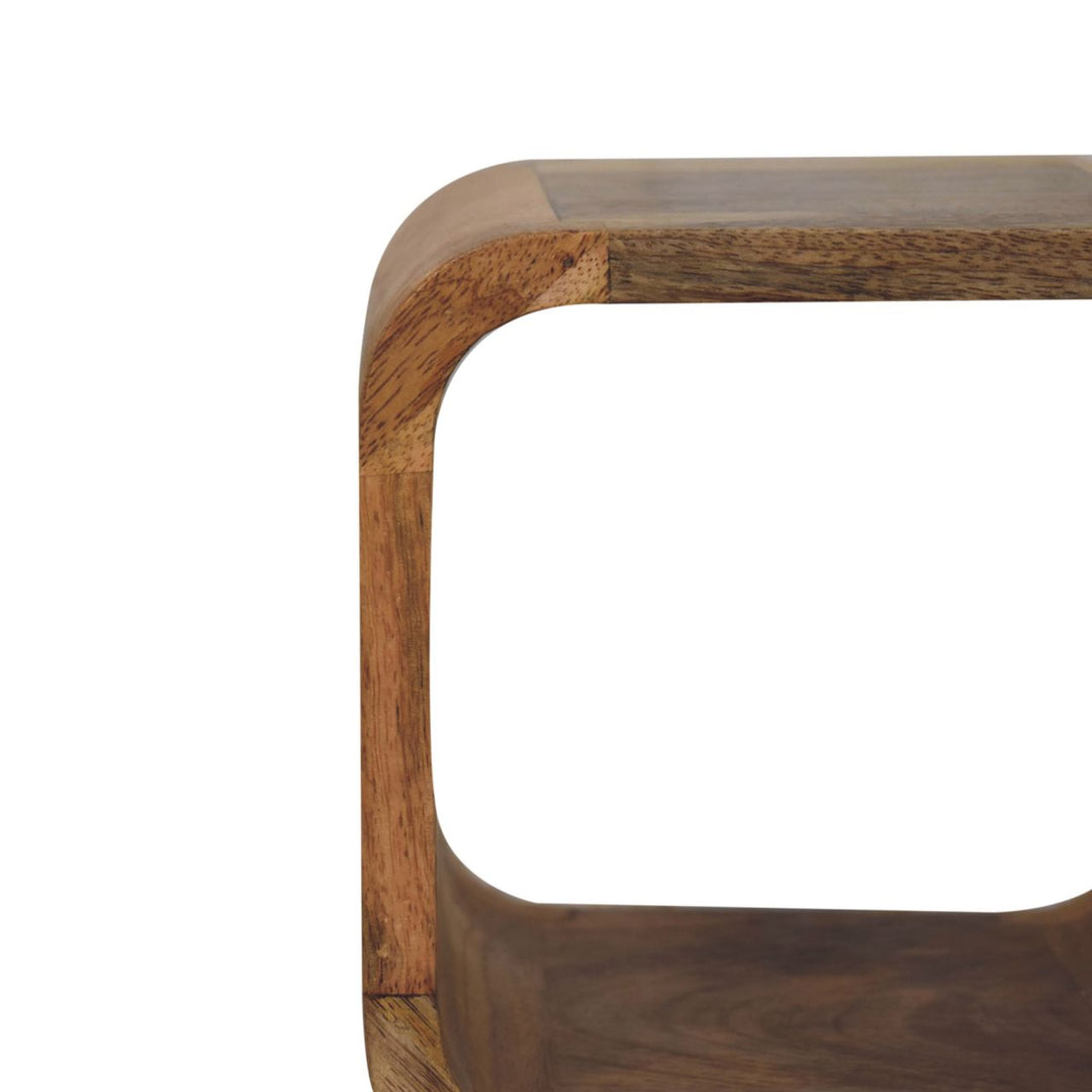 Beige Lacquered Chestnut Gold Solid Mango Wood Extra Mini Bedside with Brass Drawer & Nordic Legs