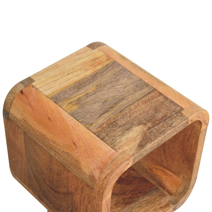 Beige Lacquered Chestnut Gold Solid Mango Wood Extra Mini Bedside with Brass Drawer & Nordic Legs