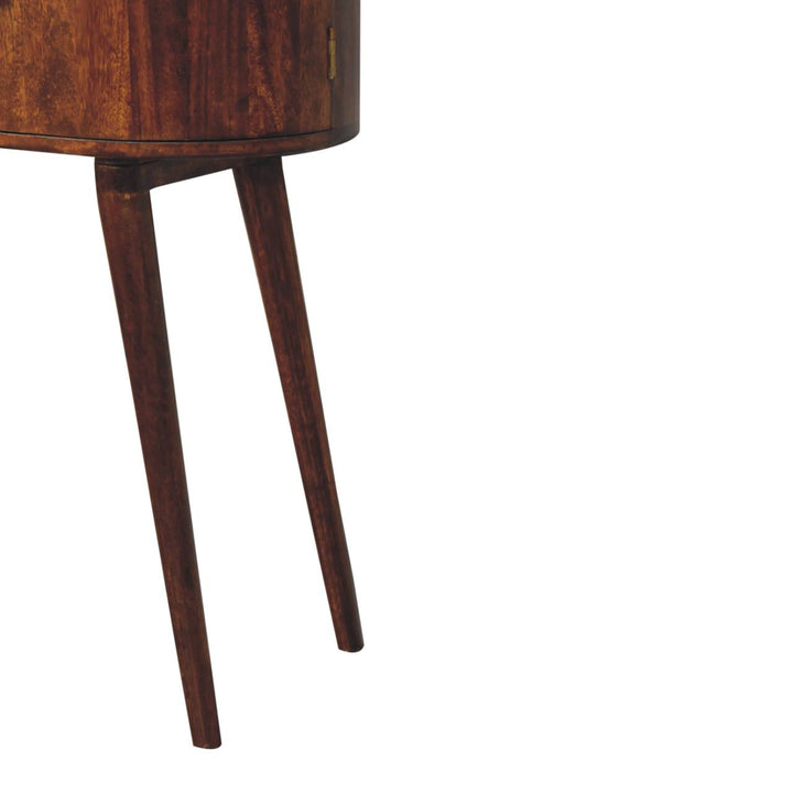 Brown Lacquered Chestnut Solid Mango Wood Console with 2 Centre Drawers & Side Cabinets
