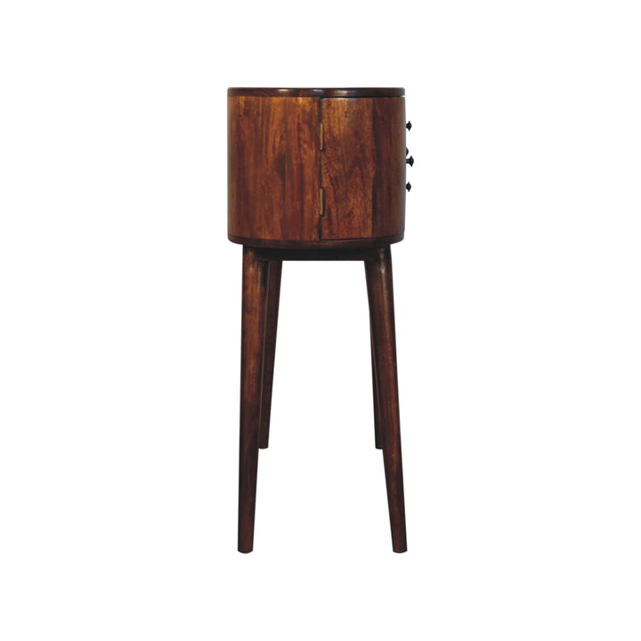 Brown Lacquered Chestnut Solid Mango Wood Console with 2 Centre Drawers & Side Cabinets