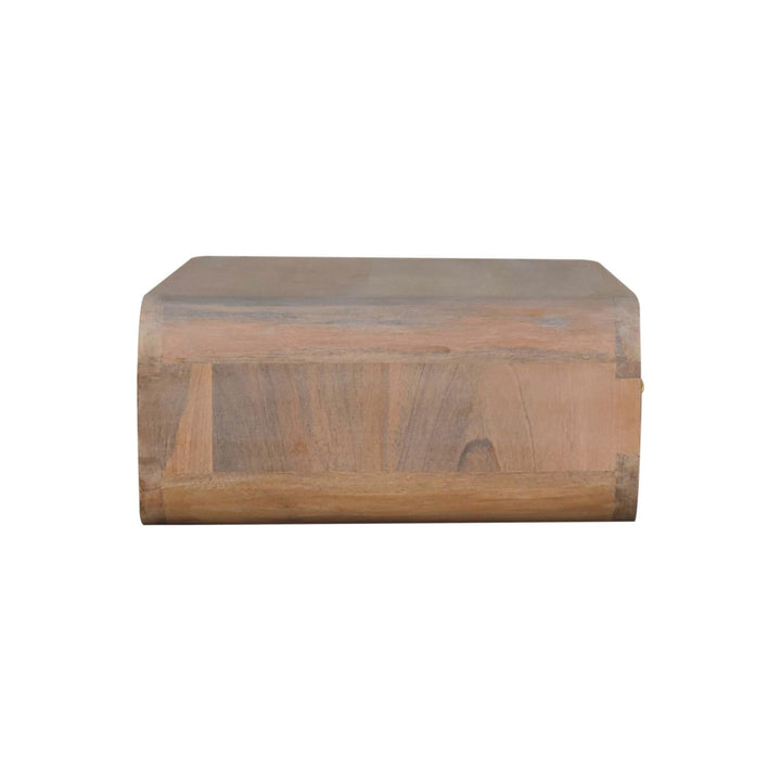 Brown Lacquered Oak-Finish Solid Mango Wood Wall-Mounted Floating Bedside with T-Handle Drawer