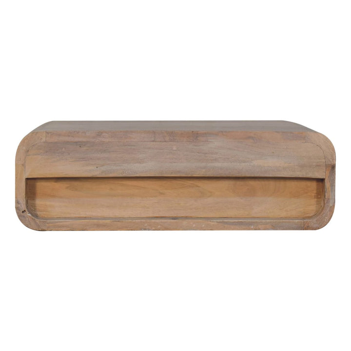 Brown Lacquered Oak-Finish Solid Mango Wood Wall-Mounted Floating Bedside with T-Handle Drawer