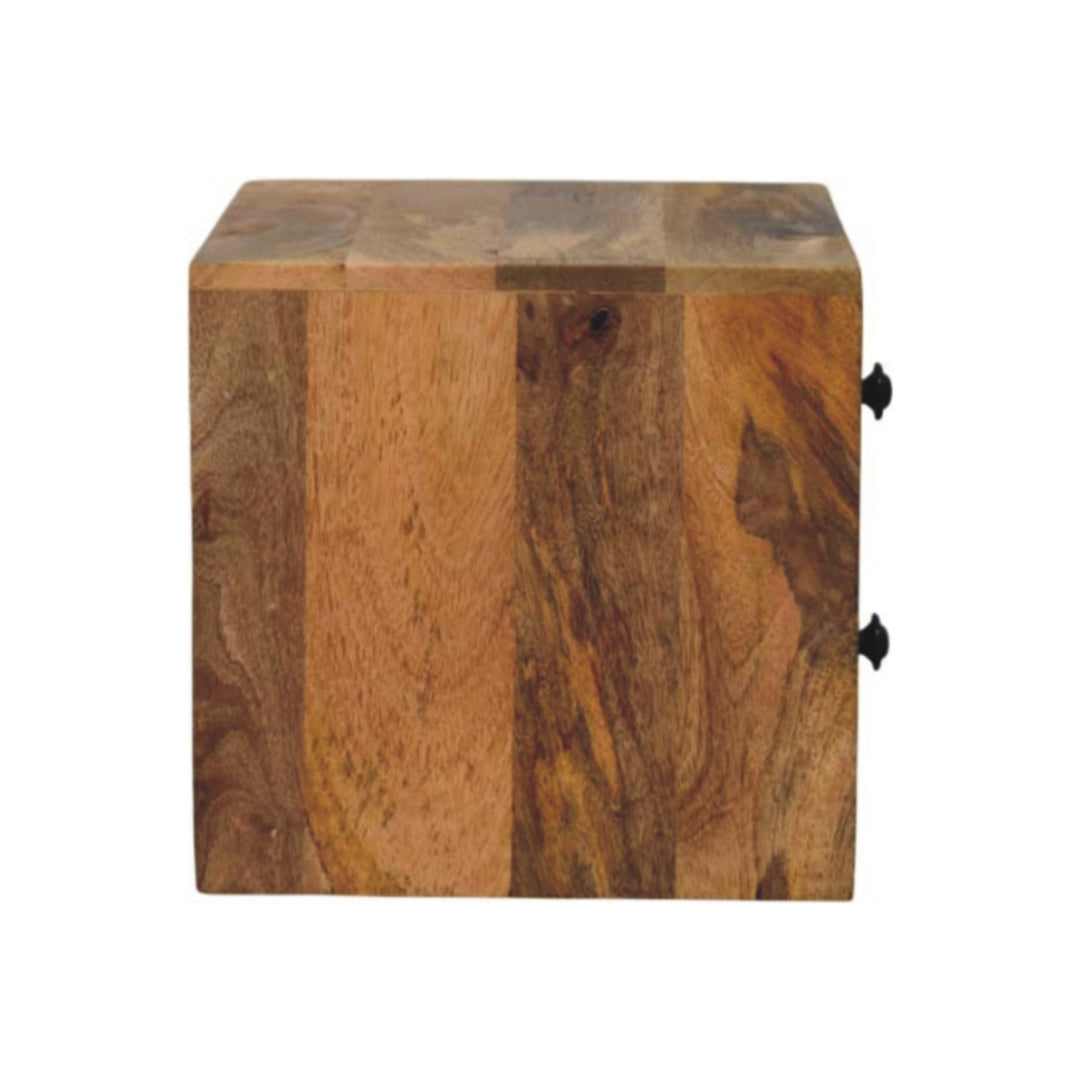 Beige Oak Veneer Solid Mango Wood Solis Wall-Mounted Bedside with 2 Drawers & Oak Finish