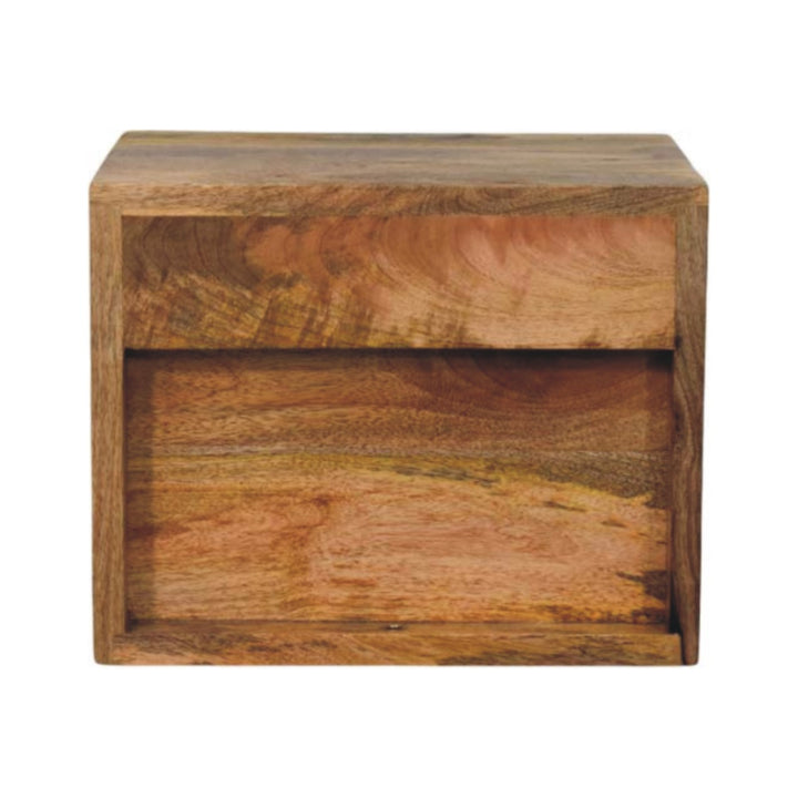 Beige Oak Veneer Solid Mango Wood Solis Wall-Mounted Bedside with 2 Drawers & Oak Finish