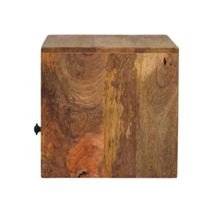 Beige Lacquered Solid Mango Wood Solis Wall-Mounted Bedside with 1 Drawer & Open Shelf