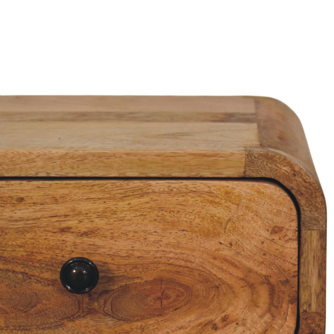 Solid Mango Wood Avora Mini Wall-Mounted Bedside Table with 1 Drawer & Minimalist Knob | Light Oak Finish | 30 x 25 x 15 cm