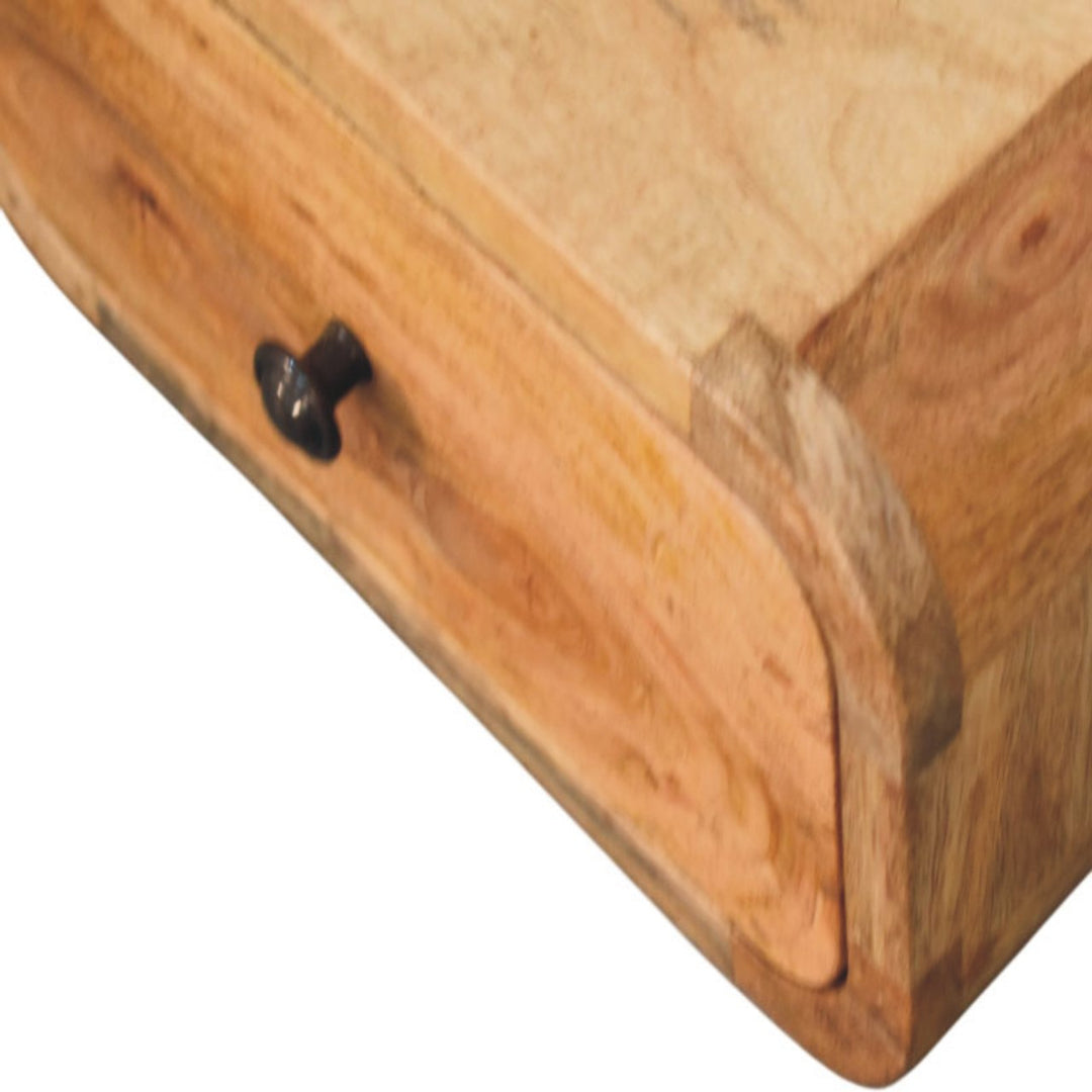 Solid Mango Wood Avora Mini Wall-Mounted Bedside Table with 1 Drawer & Minimalist Knob | Light Oak Finish | 30 x 25 x 15 cm