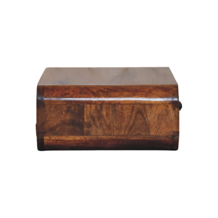Brown Lacquered Honey Caramel Solid Mango Wood Avora Wall-Mounted Nightstand with 1 Drawer