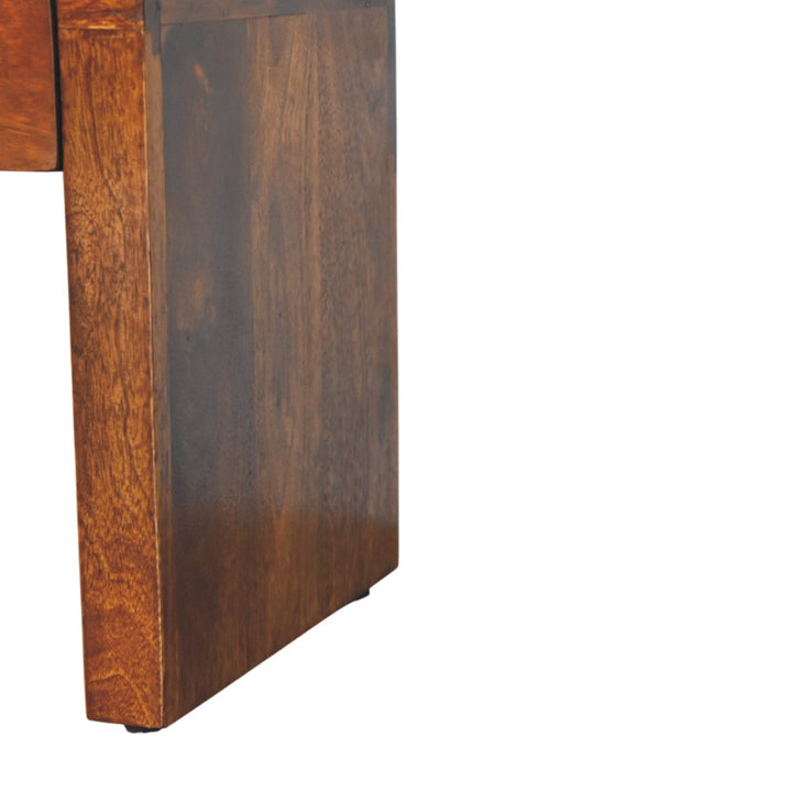 Brown Lacquered Whitewashed Grey Solid Mango Wood Darcy Mini Bedside with Brass Knob & Nordic Legs
