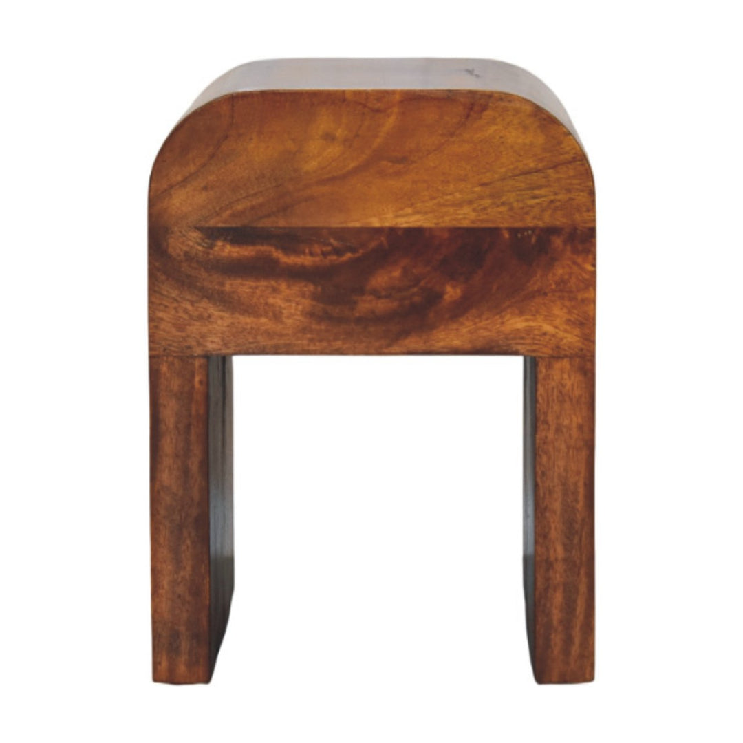 Brown Lacquered Whitewashed Grey Solid Mango Wood Darcy Mini Bedside with Brass Knob & Nordic Legs