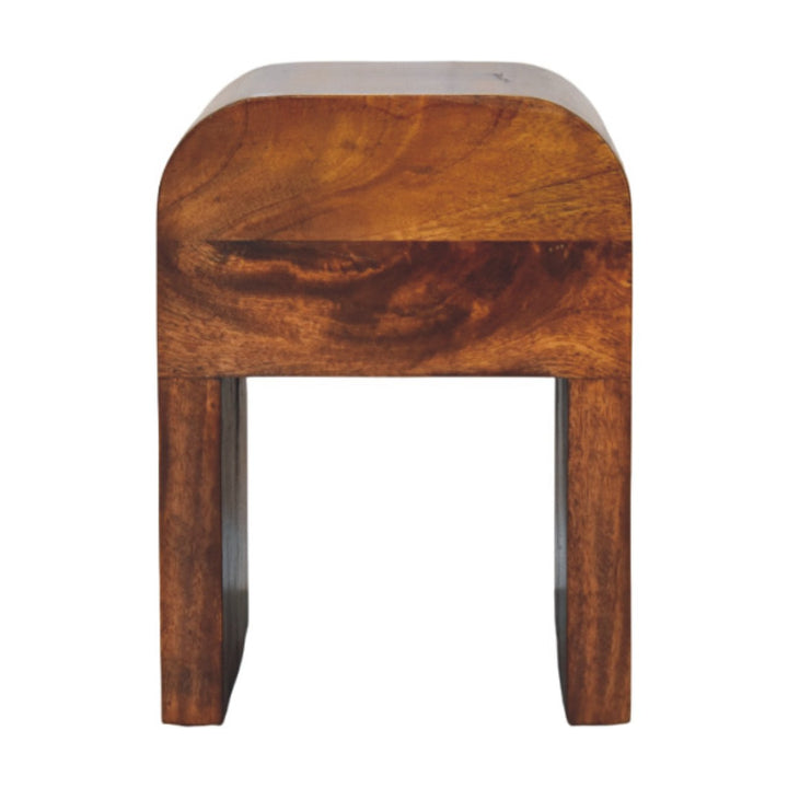 Brown Lacquered Whitewashed Grey Solid Mango Wood Darcy Mini Bedside with Brass Knob & Nordic Legs