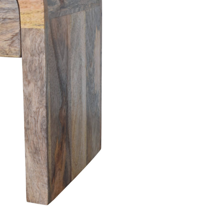 Brown Lacquered Velvet Mocha Solid Mango Wood Mini Darcy Bedside with Grooved Drawers & Turned Legs