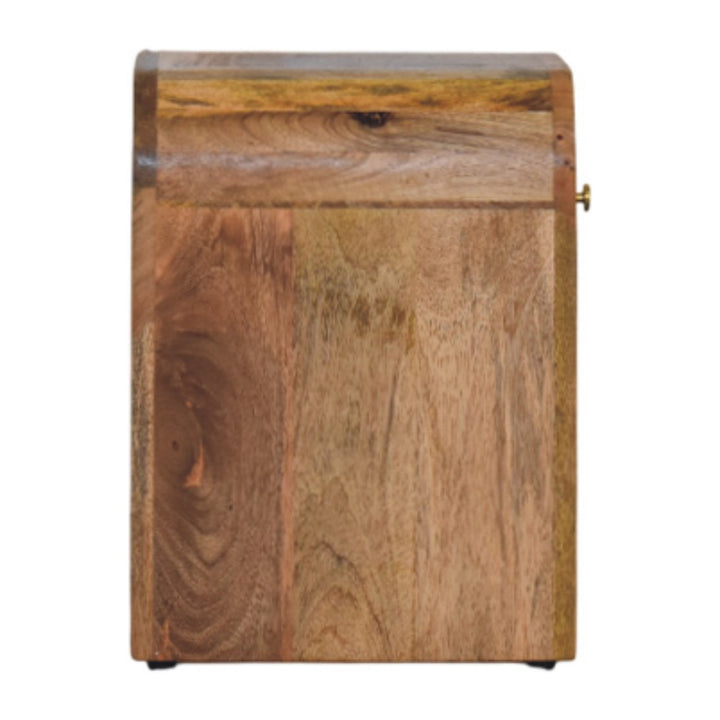 Brown Lacquered Velvet Mocha Solid Mango Wood Mini Darcy Bedside with Grooved Drawers & Turned Legs