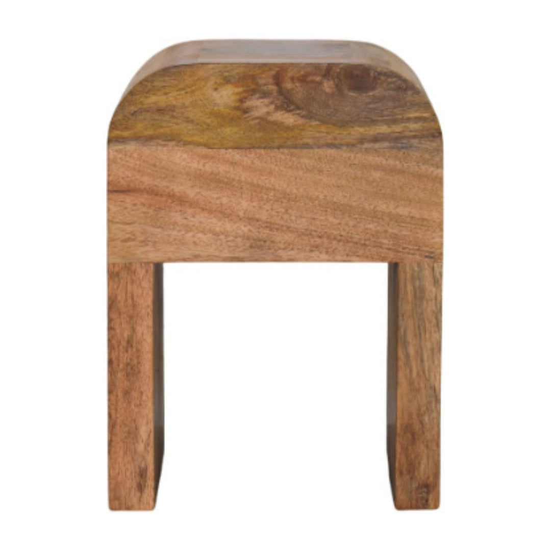 Brown Lacquered Velvet Mocha Solid Mango Wood Mini Darcy Bedside with Grooved Drawers & Turned Legs