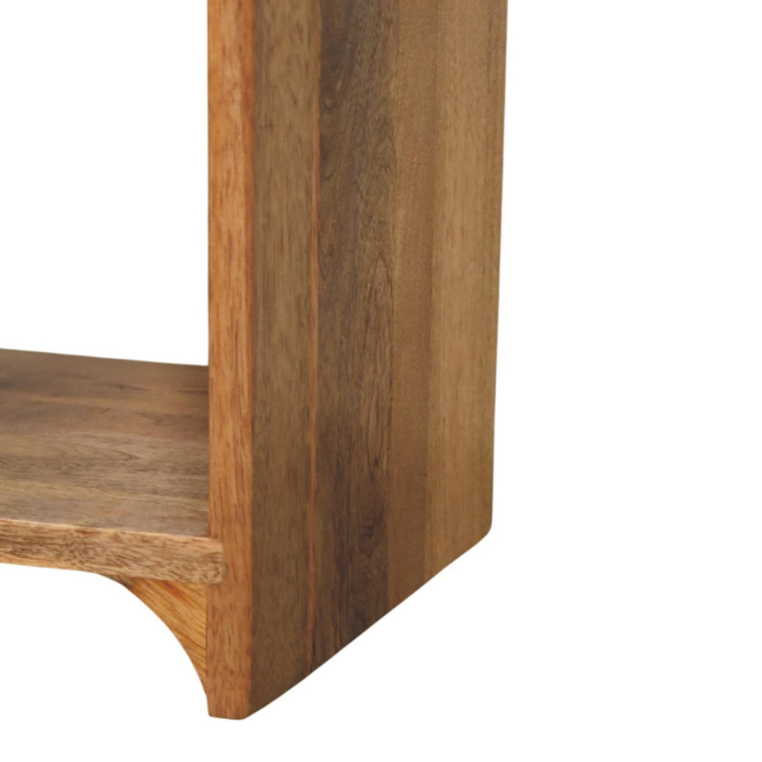 Beige Lacquered Solid Mango Wood Newton Mini Bedside in Oak with 1 Drawer & Open Shelf