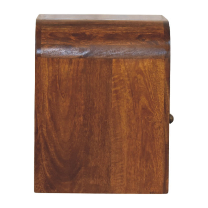 Brown Lacquered Chestnut Solid Mango Wood Darcy Bedside with 1 Drawer & Open Shelf