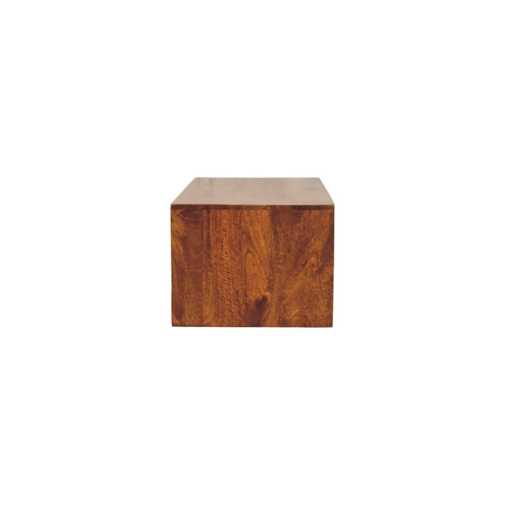 Brown Lacquered Chestnut Solid Mango Wood Lunar 2-Drawer Wall-Mounted Media Unit